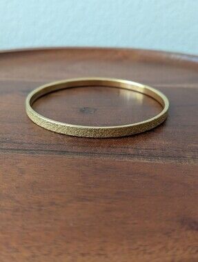 Vintage Monet Brushed Gold Tone Skinny Bangle Bracelet